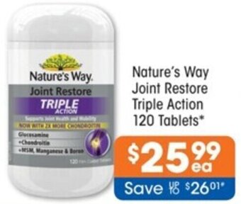 Good Price Pharmacy Nature's Way Joint Restore Triple Action 120 Tablets offer
