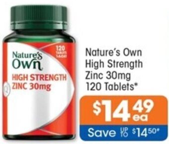 Good Price Pharmacy Nature's Own High Strength Zinc 30mg 120 Tablets offer