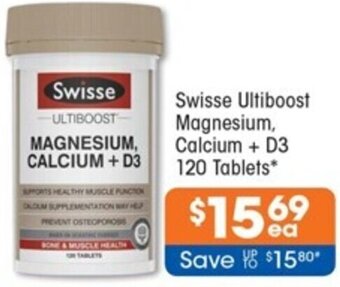 Good Price Pharmacy Swisse Ultiboost Magnesium, Calcium + D3 120 Tablets offer