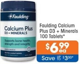 Good Price Pharmacy Faulding Calcium Plus D3 + Minerals 100 Tablets offer