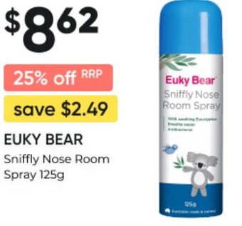 Woolworths EUKY BEAR Sniffly Nose Room Spray 125g offer