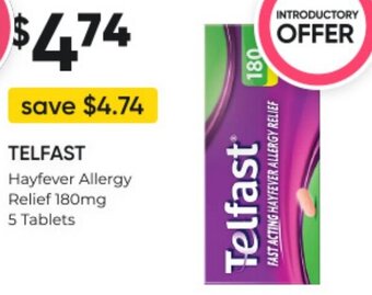Woolworths TELFAST Hayfever Allergy Relief 180mg 5 Tablets offer