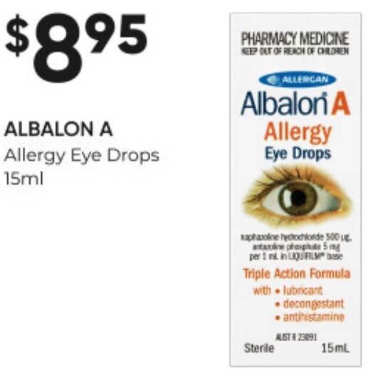 ALBALON A Allergy Eye Drops 15ml offer at Woolworths
