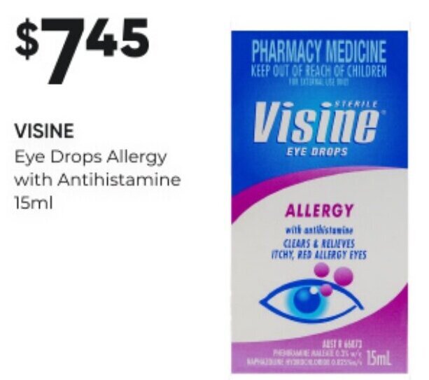 VISINE Eye Drops Allergy with Antihistamine 15ml offer at Woolworths