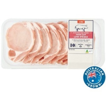 Coles Coles australian pork thin cut loin steaks 500g offer