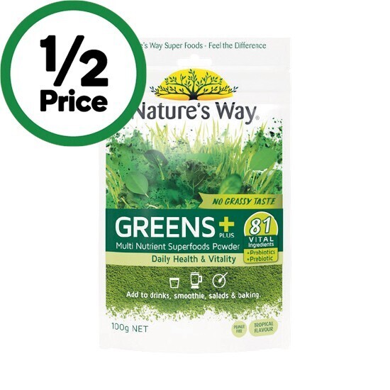 Nature’s way greens + super foods powder 100g offer at Woolworths