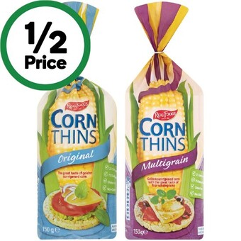 Woolworths Real foods corn thins 125-150g offer