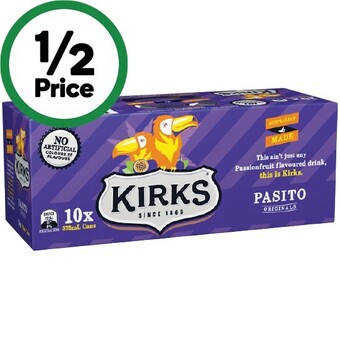 Woolworths Kirks soft drinks 10 x 375ml offer