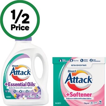 Woolworths Biozet attack plus laundry liquid 2 litre or powder 2 kg offer