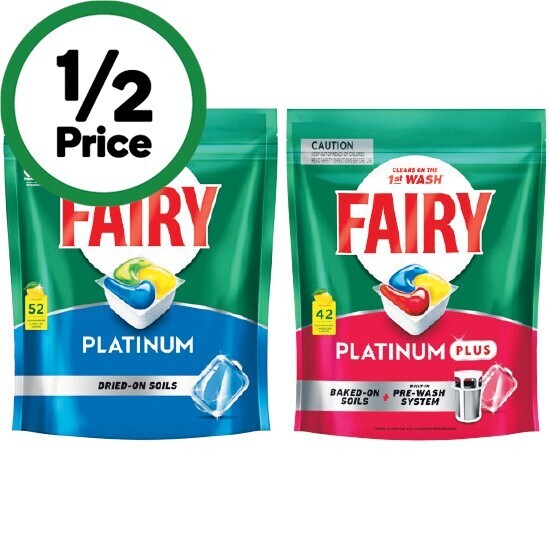 Fairy platinum dishwashing tablets pk 52 or platinum plus pk 42 offer