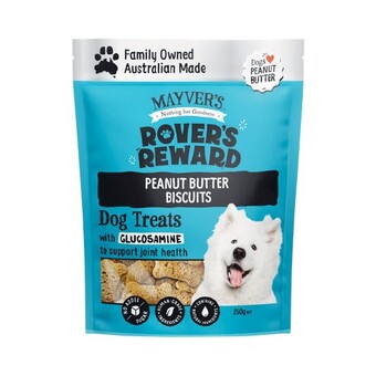 Woolworths Mayvers dog peanut butter biscuits 250g offer