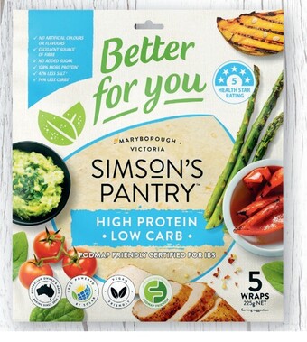 Coles Simson's pantry better for you wraps 210g-225g offer