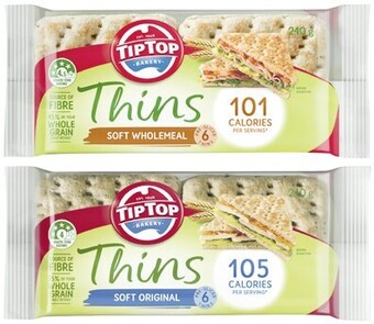 Coles Tip top thins 6 pack 200g-240g offer