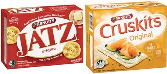 Coles Arnott's jatz or shapes crackers 130g-225g or cruskits crispbread 125g offer