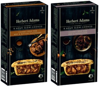 Coles Herbert adams slow cooked pies 2 pack 400g-420g offer