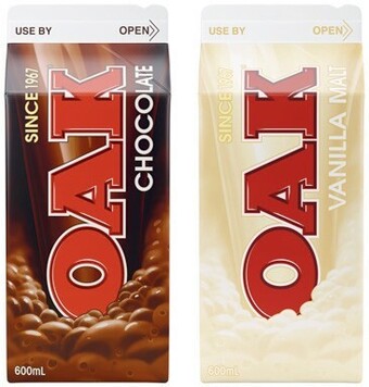 Coles Oak flavoured milk 600ml offer
