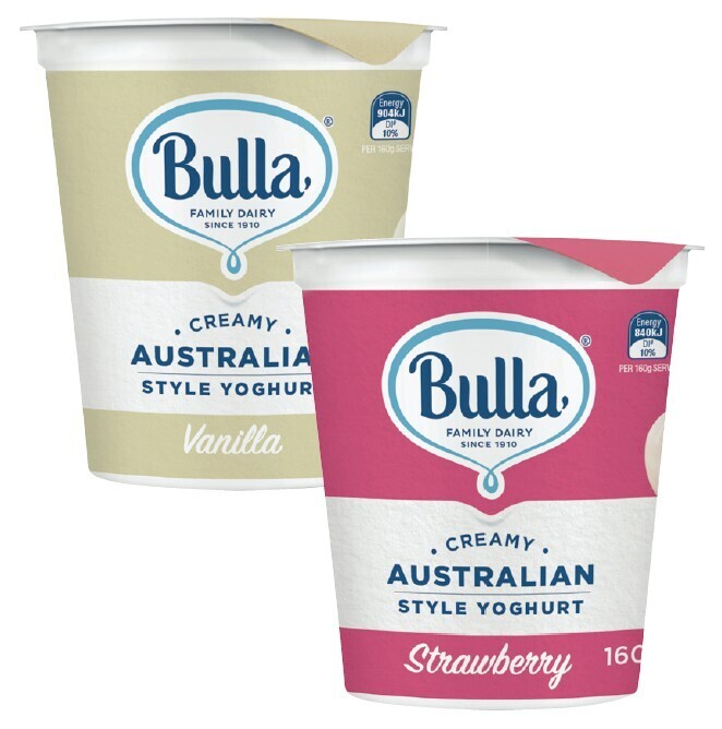 Bulla creamy australian style yoghurt 160g offer at Coles