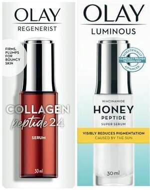 Coles Olay regenerist collagen peptide 24 serum or luminous super serum 30ml offer