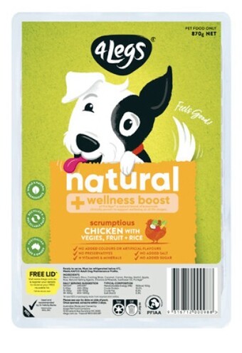 Coles 4 legs natural + wellness boost dog food 870g offer