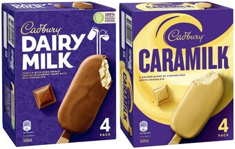 Coles Cadbury sticks 4 pack 300ml-360ml offer