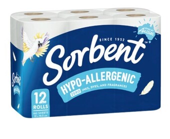 Coles Sorbent hypo allergenic toilet tissue 12 pack offer