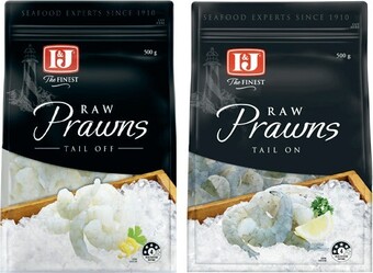 Coles I&j raw prawns tail on or off 500g offer
