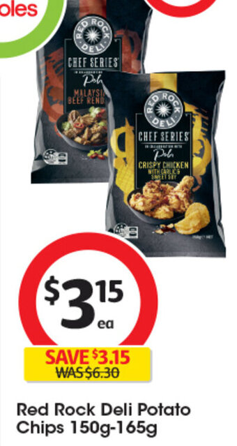 Coles Red Rock Deli Potato Chips 150g-165g offer