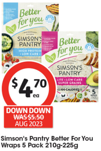 Coles Simson's Pantry Better For You Wraps 5 Pack 210g-225g offer