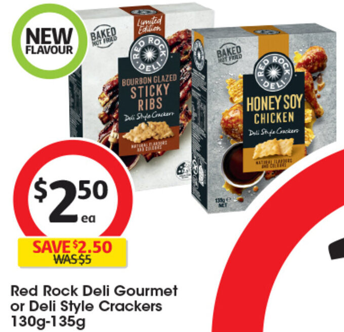 Red Rock Deli Gourmet or Deli Style Crackers 130g135g offer at Coles