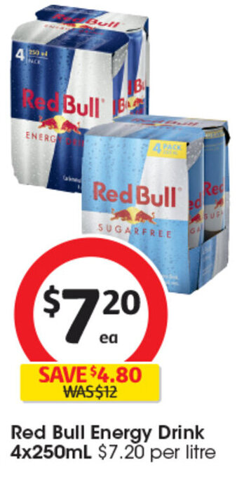 Coles Red Bull Energy Drink 4x250mL offer