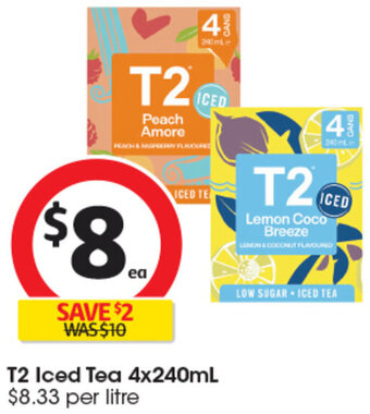 Coles T2 Iced Tea 4x240mL offer