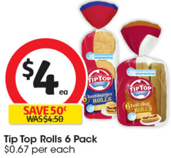 Coles Tip Top Rolls 6 Pack offer