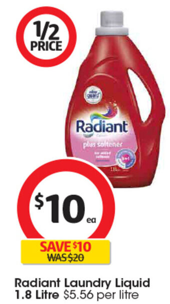 Coles Radiant Laundry Liquid 1.8 Litre offer