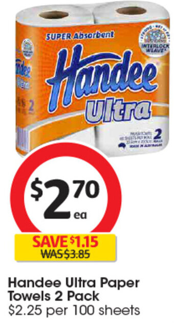 Coles Handee Ultra Paper Towels 2 Pack offer