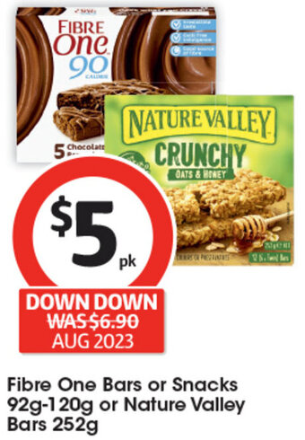 Coles Fibre One Bars or Snacks 92g-120g or Nature Valley Bars 252g offer