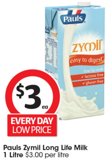 Coles Pauls Zymil Long Life Milk 1 Litre offer