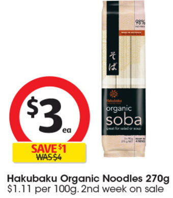 Coles Hakubaku Organic Noodles 270g offer