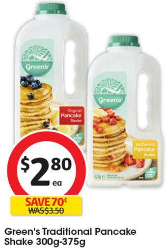 Coles Green's Traditional Pancake Shake 300g-375g offer