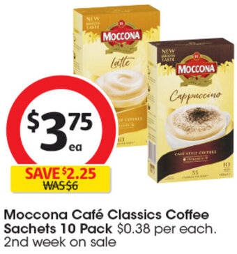 Coles Moccona Café Classics Coffee Sachets 10 Pack offer