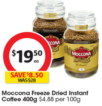 Coles Moccona Freeze Dried Instant Coffee 400g offer