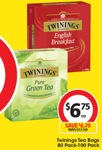 Coles Twinings Tea Bags 80 Pack-100 Pack offer