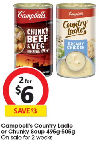 Coles Campbell's Country Ladle or Chunky Soup 495g-505g offer