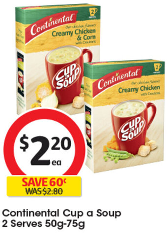 Coles Continental Cup a Soup 2 Serves 50g-75g offer