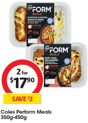 Coles Coles Perform Meals 350g-450g offer
