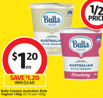 Coles Bulla Creamy Australian Style Yoghurt 160g offer