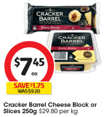 Coles Cracker Barrel Cheese Block or Slices 250g offer