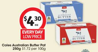 Coles Coles Australian Butter Pat 250g offer