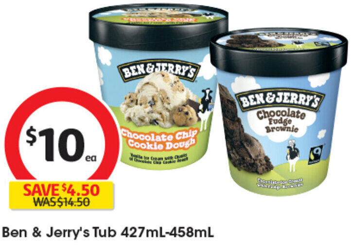 Ben & Jerry's Tub 427mL458mL offer at Coles
