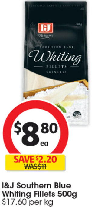 Coles I&J Southern Blue Whiting Fillets 500g offer