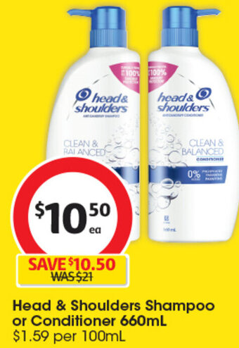 Coles Head & Shoulders Shampoo or Conditioner 660mL offer